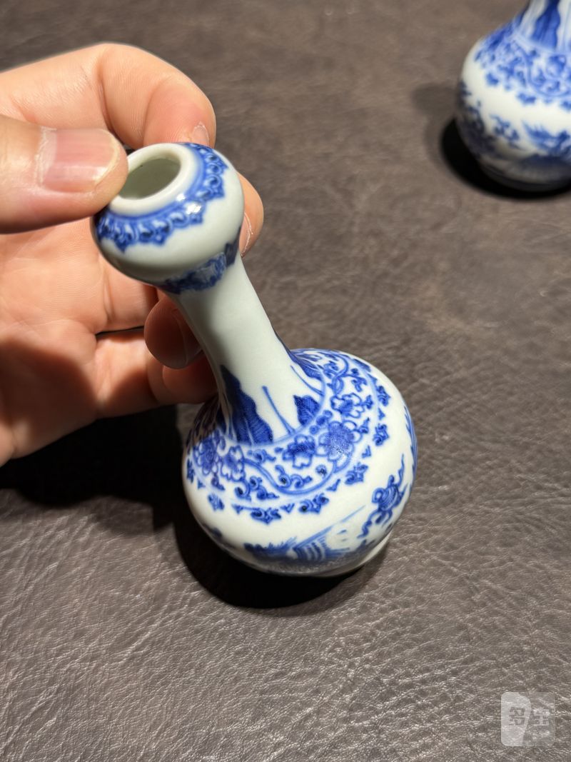 清康熙 青花双凤纹胆瓶、蒜头瓶 - 图10